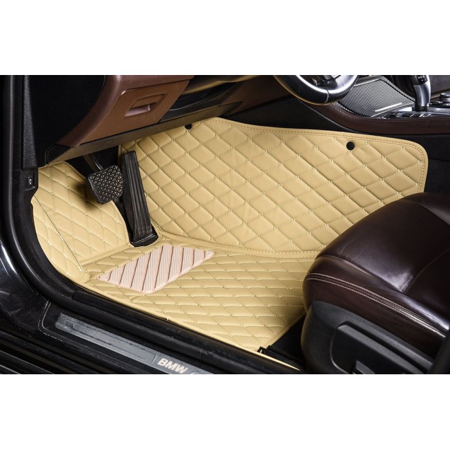 Beige Luxury Leather Diamond Car Floor Mats Factory Beige Luxury Leather Diamond Car Floor Mats Factory
