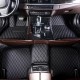 Black and Black Stitching Luxury Leather Diamond Car Floor Mats Factory Black and Black Stitching Luxury Leather Diamond Car Floor Mats Factory
