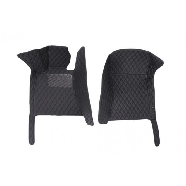 Black and Black Stitching Luxury Leather Diamond Car Floor Mats Factory Black and Black Stitching Luxury Leather Diamond Car Floor Mats Factory