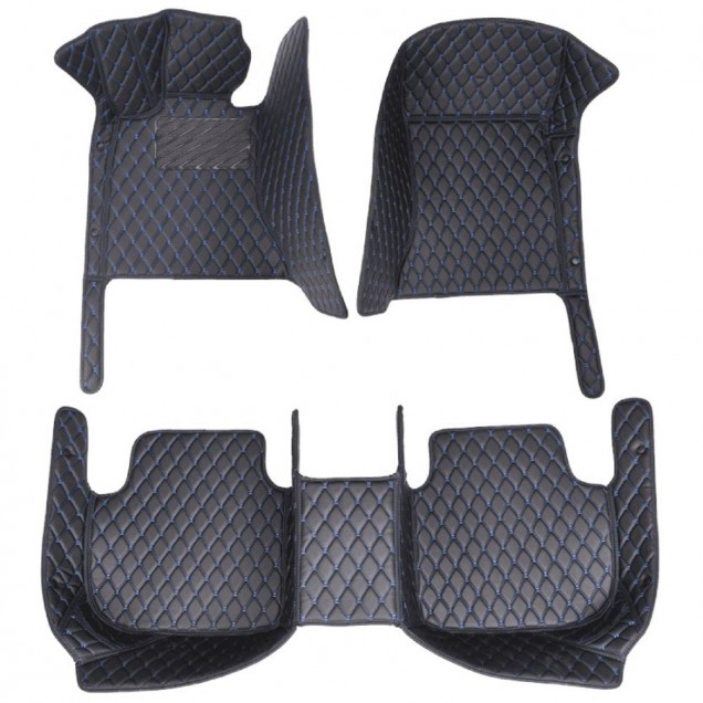 Black and Blue Stitching Luxury Leather Diamond Car Mats Factory Black and Blue Stitching Luxury Leather Diamond Car Mats Factory