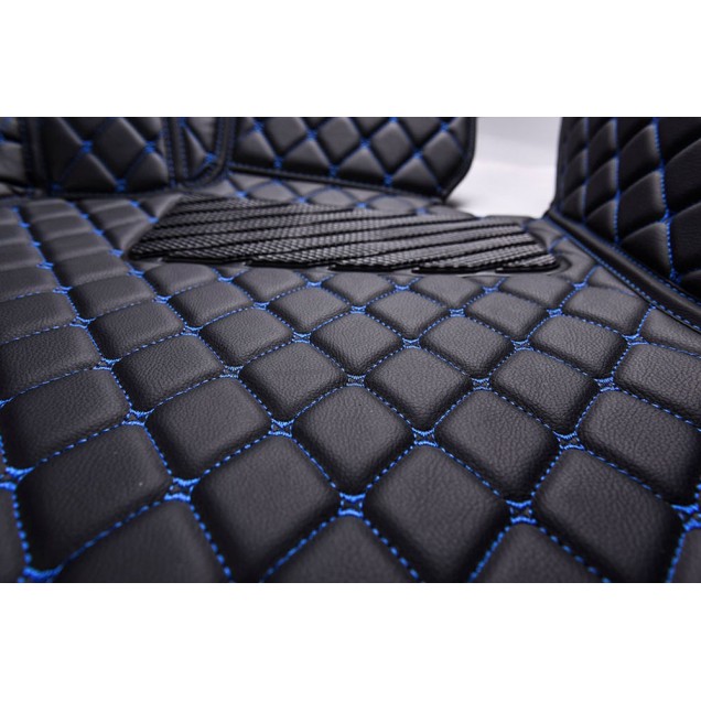 Black and Blue Stitching Luxury Leather Diamond Car Floor Mats Factory Black and Blue Stitching Luxury Leather Diamond Car Floor Mats Factory