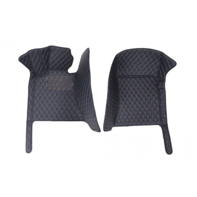 Black and Blue Stitching Luxury Leather Diamond Car Floor Mats Factory Black and Blue Stitching Luxury Leather Diamond Car Floor Mats Factory