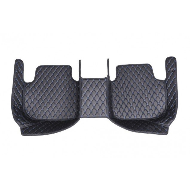 Black and Blue Stitching Luxury Leather Diamond Car Floor Mats Factory Black and Blue Stitching Luxury Leather Diamond Car Floor Mats Factory