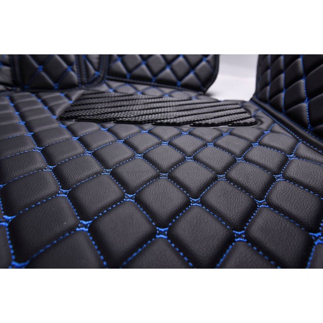 Black and Blue Stitching Luxury Leather Diamond Car Mats Factory Black and Blue Stitching Luxury Leather Diamond Car Mats Factory