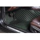 Black and Green Stitching Luxury Leather Diamond Car Floor Mats Factory Black and Green Stitching Luxury Leather Diamond Car Floor Mats Factory