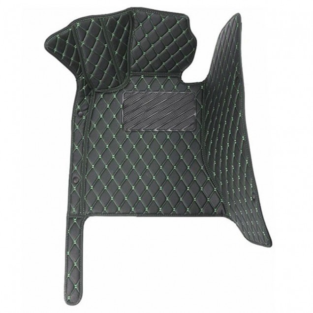 Black and Green Stitching Luxury Leather Diamond Car Floor Mats Factory Black and Green Stitching Luxury Leather Diamond Car Floor Mats Factory