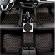 Black and Orange Stitching Luxury Leather Diamond Car Floor Mats Factory Black and Orange Stitching Luxury Leather Diamond Car Floor Mats Factory