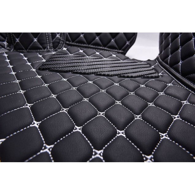 Black and White Stitching Luxury Leather Diamond Car Floor Mats Factory Black and White Stitching Luxury Leather Diamond Car Floor Mats Factory