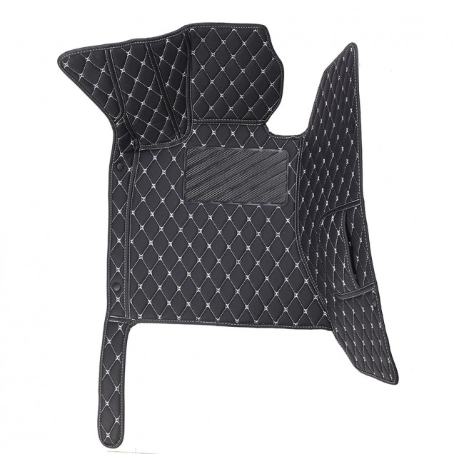 Black and White Stitching Luxury Leather Diamond Car Floor Mats Factory Black and White Stitching Luxury Leather Diamond Car Floor Mats Factory