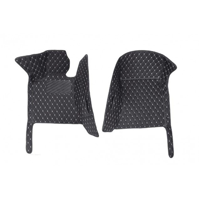 Black and White Stitching Luxury Leather Diamond Car Floor Mats Factory Black and White Stitching Luxury Leather Diamond Car Floor Mats Factory