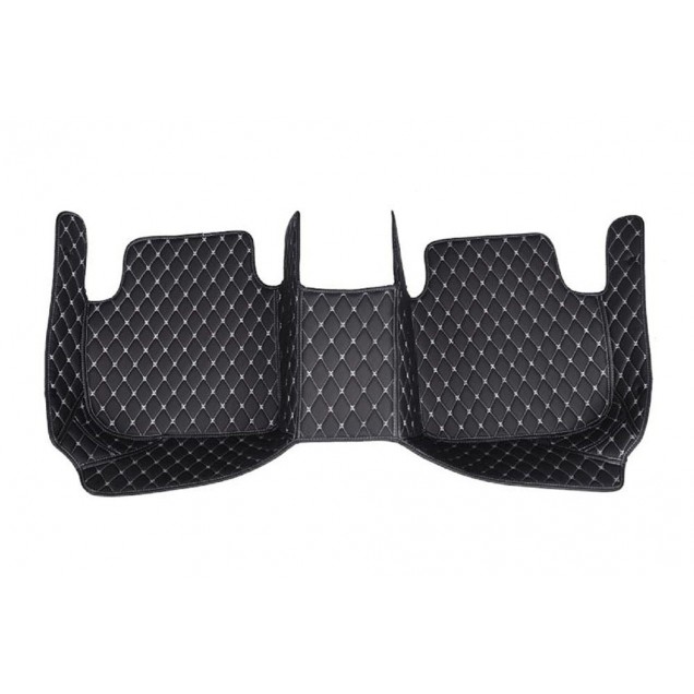 Black and White Stitching Luxury Leather Diamond Car Floor Mats Factory Black and White Stitching Luxury Leather Diamond Car Floor Mats Factory