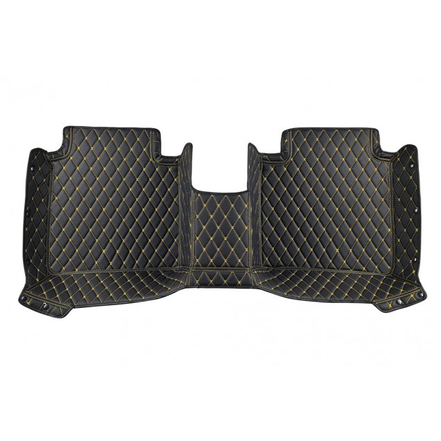 Black and Yellow Stitching Luxury Leather Diamond Car Floor Mats Factory