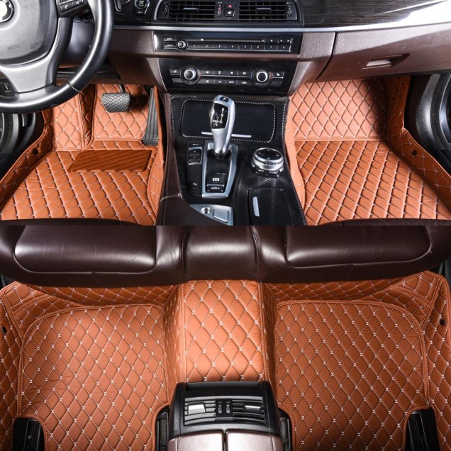 Brown Luxury Leather Diamond Car Floor Mats Factory Brown Luxury Leather Diamond Car Floor Mats Factory