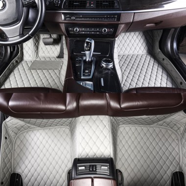 Grey Luxury Leather Diamond Car Mats