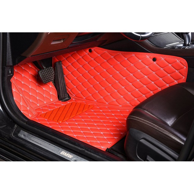 Red Luxury Leather Diamond Car Floor Mats Factory Red Luxury Leather Diamond Car Floor Mats Factory