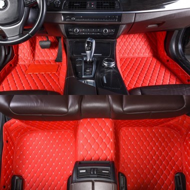 Red Luxury Leather Diamond Car Mats