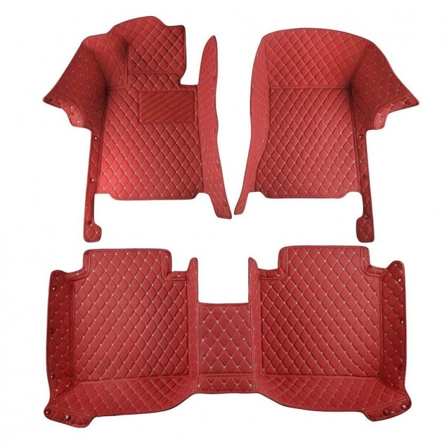 Wine Red Luxury Leather Diamond Car Floor Mats Factory Wine Red Luxury Leather Diamond Car Floor Mats Factory