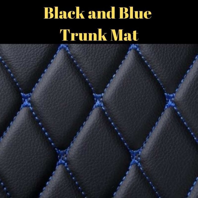 Black and Blue Stitching Luxury Leather Diamond Trunk Base Mats Factory Black and Blue Stitching Luxury Leather Diamond Trunk Base Mats Factory