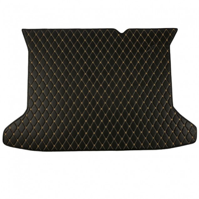 Black and Yellow Stitching Luxury Leather Diamond Trunk Base Mats Factory