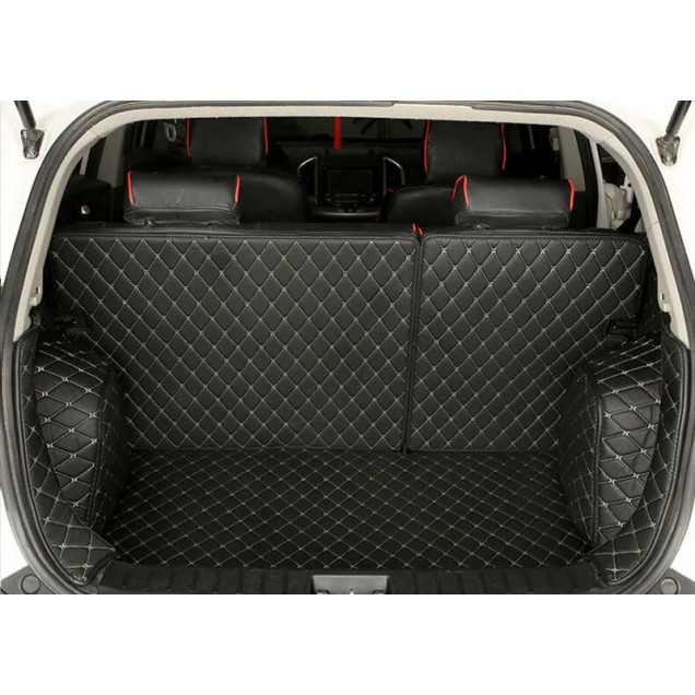 Black and Beige Stitching Full Cover Luxury Leather Diamond Trunk Car Mats Factory Black and Beige Stitching Full Cover Luxury Leather Diamond Trunk Car Mats Factory