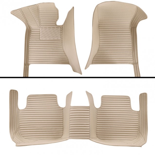 Beige Luxury Leather Stripe Car Mats Factory