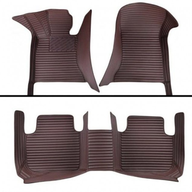 Dark Brown Luxury Leather Stripe Car Mats Factory Dark Brown Luxury Leather Stripe Car Mats Factory
