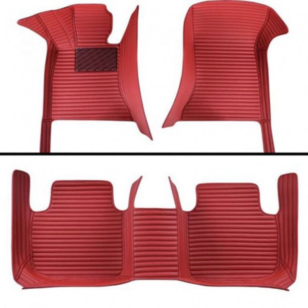 Maroon Luxury Leather Stripe Car Mats Factory Maroon Luxury Leather Stripe Car Mats Factory