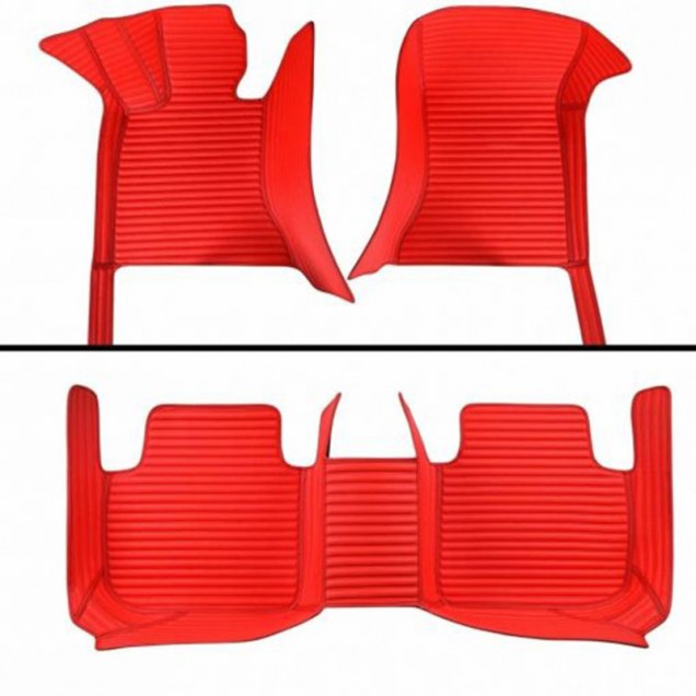 Red Luxury Leather Stripe Car Mats Factory Red Luxury Leather Stripe Car Mats Factory