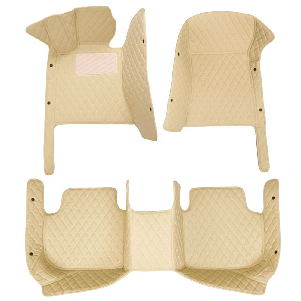 Beige Luxury Leather Diamond Car Mats for Volkswagen Phaeton