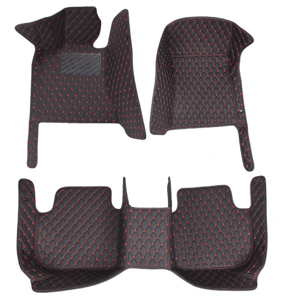 Black and Red Stitching Diamonds Car Floor Mats Factory Outlet