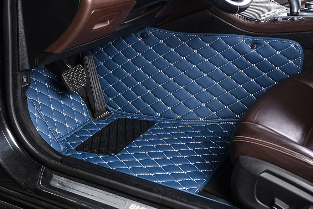 Blue Luxury Leather Diamond Car Mats Factory Outlet