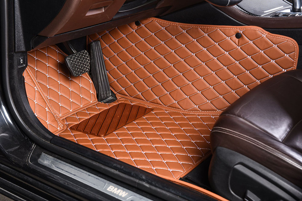 Brown Luxury Leather Diamond Car Mats Factory Outlet