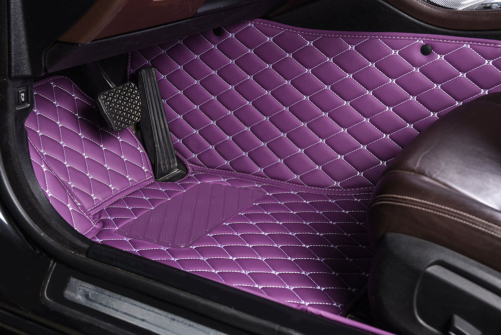 Purple Luxury Leather Diamond Car Mats Factory Outlet
