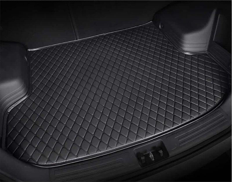 Black and Black Stitching Luxury Leather Diamond Trunk Base Mats Factory Outlet