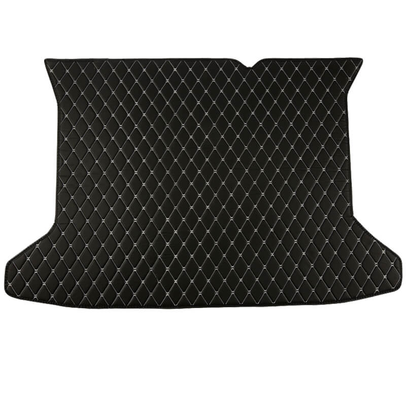Black and White Stitching Luxury Leather Diamond Trunk Base Mats Factory Outlet