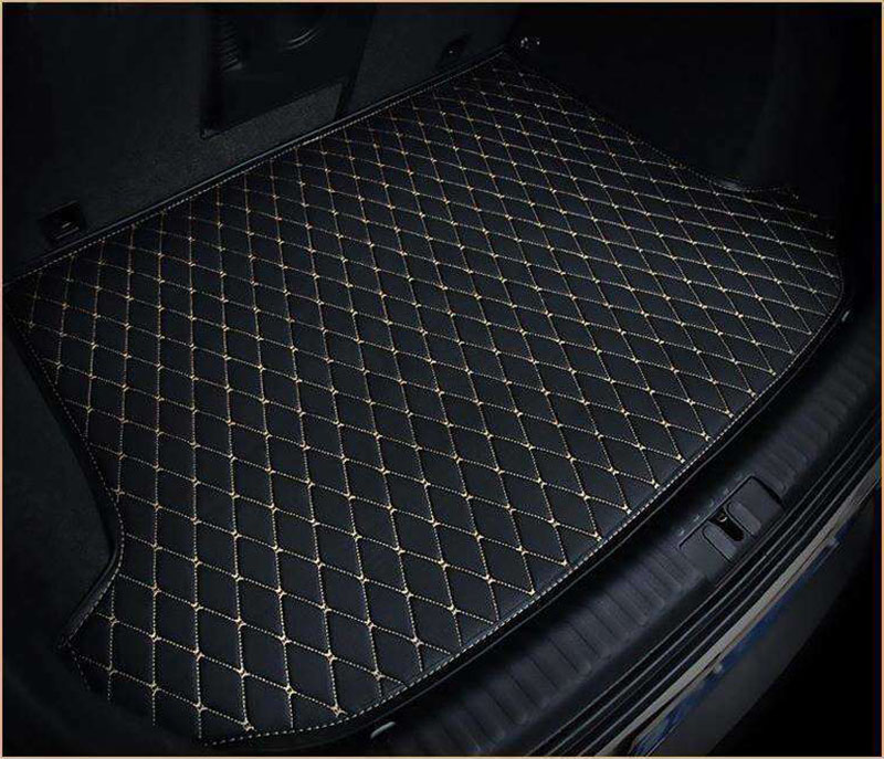 Black and White Stitching Luxury Leather Diamond Trunk Base Mats Factory Outlet