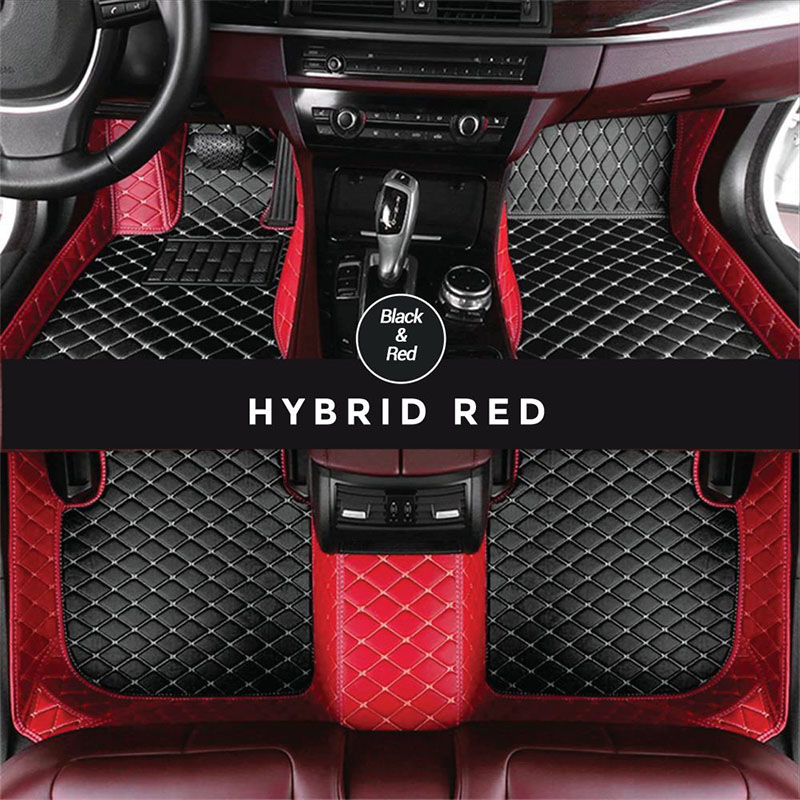Black and Red Hybrid Mode Premium Diamond Car Mats Factory Outlet