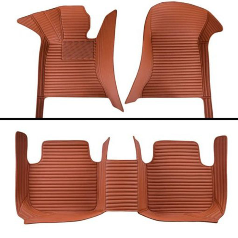 Brown Luxury Leather Stripe Car Mats Factory Outlet